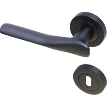 Hakay Royal Mat Siyah Sürgülü Kapı Kolu - Daire Rozetli