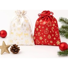 Hakay 2'li Kırmızı ve Beyaz Yılbaşı Hediye Kesesi