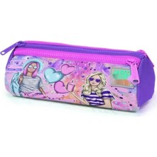 Hakay Kız Çocuklar Için Üç Bölmeli Fermuarlı Kalem Çantası