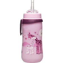 Hakay 330 ml Kapasiteli Pipetli Kız Zürafa Desenli Bardak