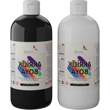 Hakay Akrilik Boya Seti - Beyaz ve Siyah, 2 x 500GR