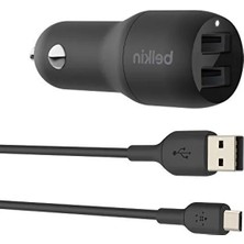 Hakay Çift USB Araç Şarj Cihazı, 24W, Mikro-Usb Kablosu ile