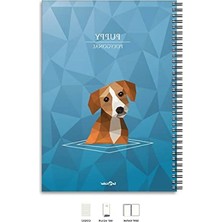 Hakay Renkli Köpek Tasarımlı Çizgili A4 Defter - 200 Sayfa
