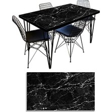 Hakay Siyah Mermer Desenli Masa Kaplama Folyosu