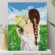 Hakay Sayılarla Boyama Tuval Seti - 40X50 Cm, Papatya Desenli