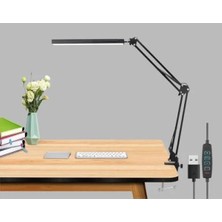 Hakay Esnek Kademeli LED Masa Lambası - 3 Modlu, Kıskaçlı, USB Kablolu