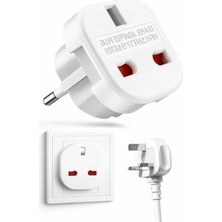 Hakay Uk'den Ab'ye Seyahat Adaptörü - 3 Pin'den 2 Pin Dönüştürücü