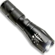 Hakay Güçlü LED El Feneri, 10W, 5 Mod, Zoom Özellikli