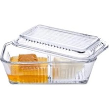 Hakay Cam Kapaklı Saklama Kabı - Dayanıklı, Içerisinde Cam Bölme ile Iki Farklı Ürün Saklama