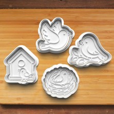 Hobist Tatlı Sevimli Kuş 4'lü Set Kurabiye ve Şeker Hamuru Kalıbı