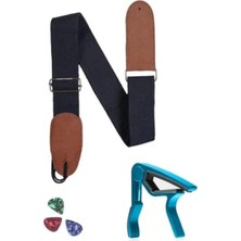 Hakay Siyah Renk Gitar Omuz Askısı ve Capo Seti