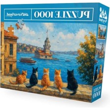 Hakay 1000 Parça Puzzle - Kız Kulesi Temalı Kediler