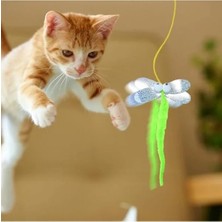 Hakay Kendinden Yapışkanlı Renkli Kedi Oyun Oltası, Ayarlanabilir Elastik Ip