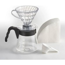 Hakay Şeffaf Kahve Demleme Seti - V60, Akrilonitril Stirenden Üretilmiş