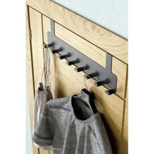 Hakay Kapı Arkası Askılık, 8 Kancalı Metal Organizer, Siyah