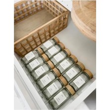 Hakay 12'li Bambu Kapaklı Kare Cam Baharatlık Seti