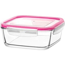 Hakay Büyük Tekli Cam Saklama Kabı, Pembe