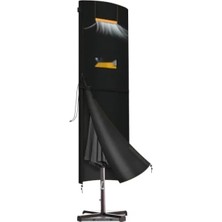 Hakay Su Geçirmez Bahçe Şemsiye Kılıfı, Hava Koşullarına Dayanıklı, 240-57/57 Cm, Siyah