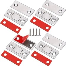 Hakay 4 Adet Kendinden Yapışkanlı Mıknatıslı Kapı Kilidi - Paslanmaz Çelik