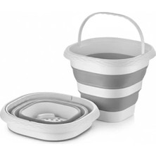 Hakay 10 Litre Katlanabilir Kova - Akordiyon Tasarım, Gri Renk