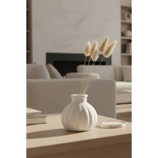 Beyaz Tasarım Oval Beton Vazo