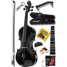 Hakay Full Siyah Keman Seti 4/4 - Yastık, Reçine, Çanta, Yedek Tel ve Susturucu