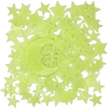 Hakay Karanlıkta Parlayan Fosforlu Yıldız ve Ay Seti - 50 Adet