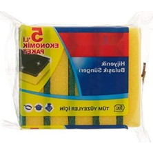 Hakay 5'li Ekonomik Paket Düz Hijyenik Bulaşık Süngeri, Yeşil