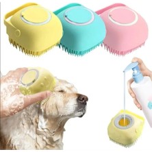 Hakay Şampuan Hazneli Kedi Köpek Yıkama Fırçası - Turkuaz