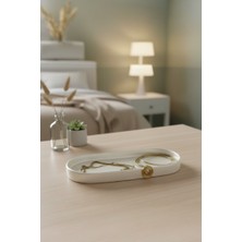 Dekoratif Inci Oval Takı - Aksesuar Tabağı + Sunum Tepsisi + Tütsülük + Mumluk