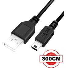 Mini USB Çok Amaçlı Uzun Şarj ve Veri Kablosu 300CM, Uç Piramit Tasarım
