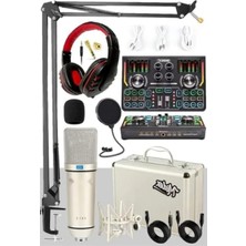 Hakay Yüksek Kaliteli Efektli Ses Kartı Seti - Mikrofon, Kulaklık ve Stand