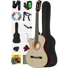 Hakay Kesik Klasik Gitar Seti - 4/4 Yetişkin Boy, Doğal Renk
