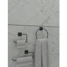 Hakay Yapışkanlı Siyah Kare Havluluk ve Tuvalet Kağıtlık Seti