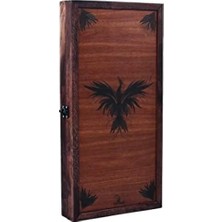 Hakay El Yapımı Anka Kuşu Figürlü Ceviz Kaplama Tavla