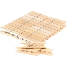 Hakay Orta Boy Ahşap Çamaşır Mandalı, 72'li Paket