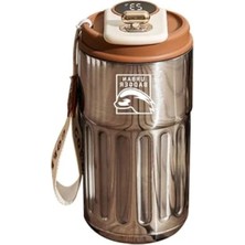 Hakay 410 ml Kapasiteli Termometreli Çelik Termos - Kahverengi