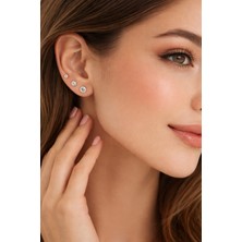 Evalia Kadın 6 Adet Zirkon Taşlı Çelik Küpe