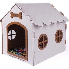 Hakay Ahşap Kedi ve Köpek Evi, Minder ile Tam Set, Mdf Materyal (Beyaz/kahverengi)