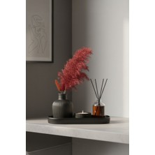 Rivashé 4lü Set Siyah Vazo + Mumluk + 50ML Mandalina Oda Kokusu + Oval Tepsi + Bambu + Pamuk Otu