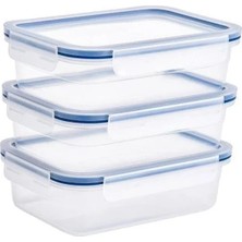 Hakay 3 Adet Vakumlu Saklama Kabı - 1 Litre, Gri-Mavi