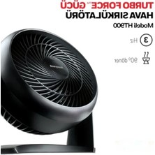 Hakay Sessiz Turbo Vantilatör, 90° Eğim Açısı, 3 Hız Ayarı, Duvara Montaj ve Masa Üstü Kullanım - Mavi