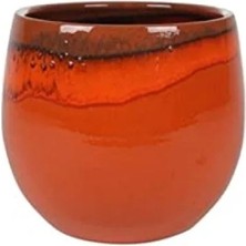 Hakay Charlotte Turuncu Seramik Saksı - 23 x 20 cm