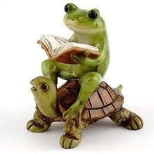 Hakay El Yapımı Minyatür Peri Bahçesi Heykeli - Kaplumbağa ve Kurbağa Figürü