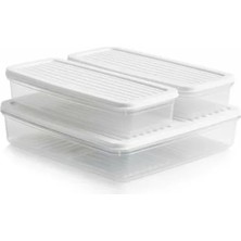 Hakay 3'lü Slim Buzdolabı Saklama Kabı Seti (1 Büyük ve 2 Küçük)