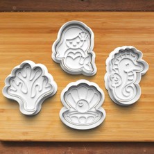 Hobist Sevimli Tatlı Deniz Kızı 4'lü Set Kurabiye ve Şeker Hamuru Kalıbı