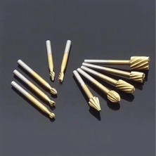 Hakay 10 Parça Titanyum Freze Uç Seti - 3mm Şaft