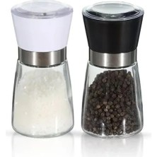 Hakay 2'li Ayarlanabilir Tuz ve Karabiber Değirmeni Seti - Seramik Öğütücü