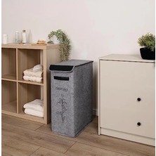 Hakay Lüks Keçe Çamaşır Sepeti (1 Gözlü, Felted Deri Detaylı)