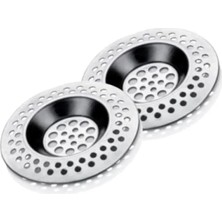 Hakay 2'li Pratik Lavabo Süzgeci Seti, Metalik, 8 cm